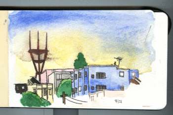 Water Color Sutro Tower by François Vigneault